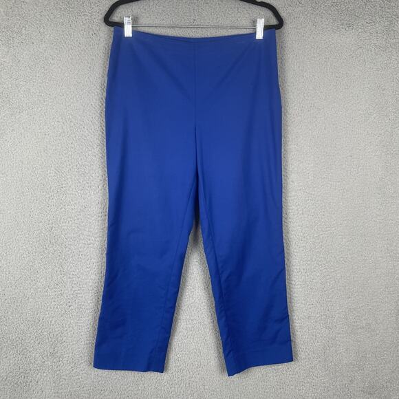 St John Pants Womens 10 Blue Straight Leg Classic Career Pull On Stretch USA - Picture 1 of 11